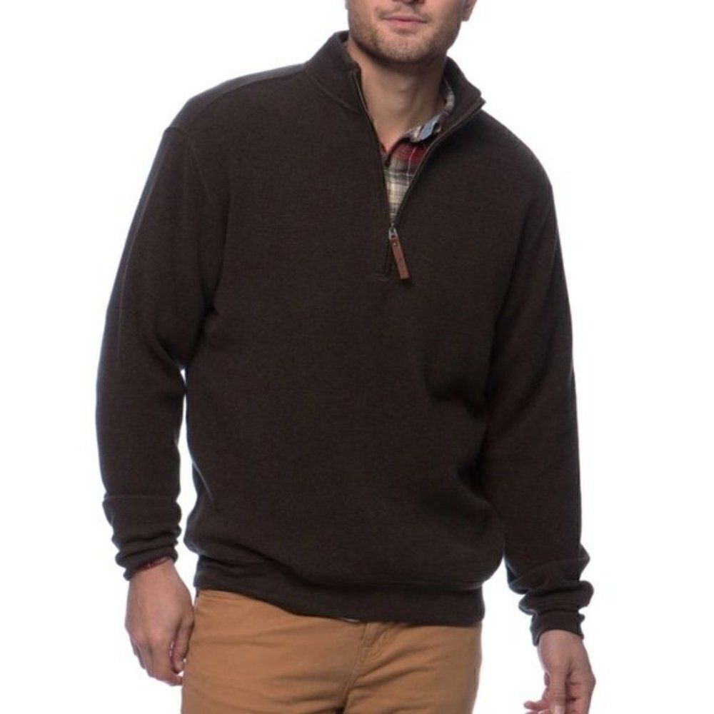 Woolrich Mens SZ L/G Half-Zip Pullover Thermal Heather 100% Cotton